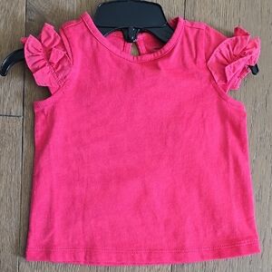 Janie and Jack Pink Short Sleeve Tee with Puffed Sleeves